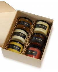 Подарочный набор - коробка крафтовая медовое ассорти (6 баночек меда по 250 г) "С Новым годом!"