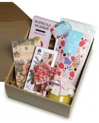 Подарочный набор коробка крафтовая "Малиновый рассвет" С Днем рождения!