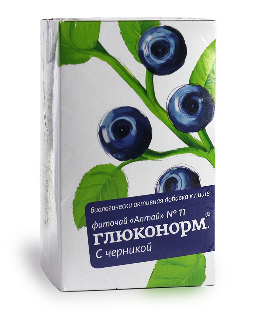 Купить фиточай для снижения сахара в крови с черникой Глюконорм .