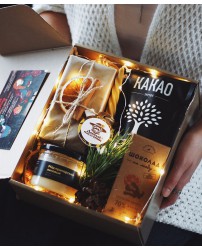 Подарочный набор коробка крафт "Горячий шоколад" С Новым годом! (Фото 3)