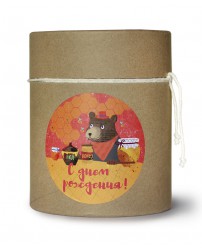 Тубус (мед,чай, ложка) "С днем рождения!"