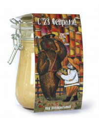 Цветочный мед 700 г в стекле "С 23 февраля!"