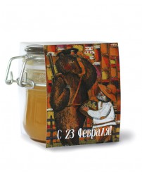 Цветочный мед 300 г в стекле"С 23 февраля"