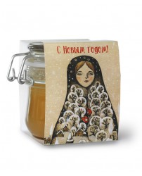 Цветочный мед 300 г в стекле "С Новым годом!"