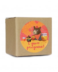 Коробка крафтовая с цветочным медом 0,25 кг "С Днем Рождения!"
